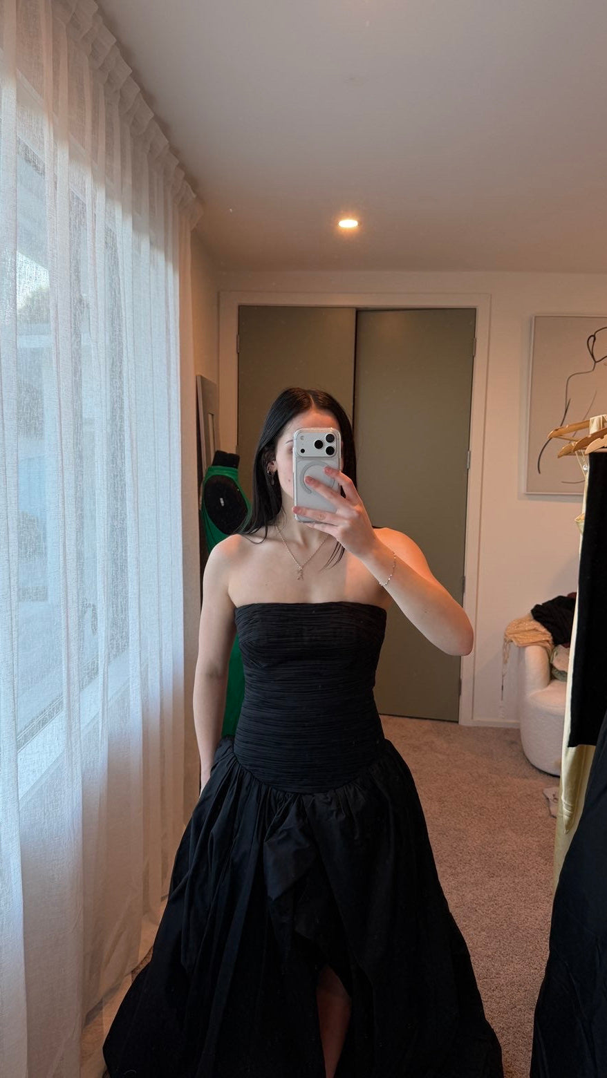 Aje Violette Bubble Hem Black Maxi Dress