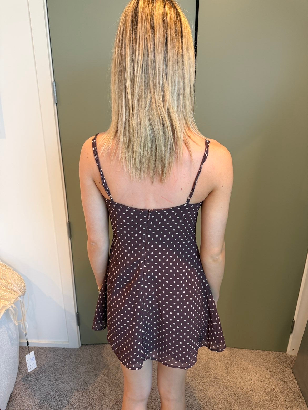 White Fox In The Back Of My Mind Mini Dress Chocolate Polka Dot