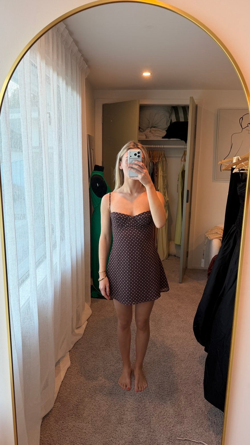 White Fox In The Back Of My Mind Mini Dress Chocolate Polka Dot
