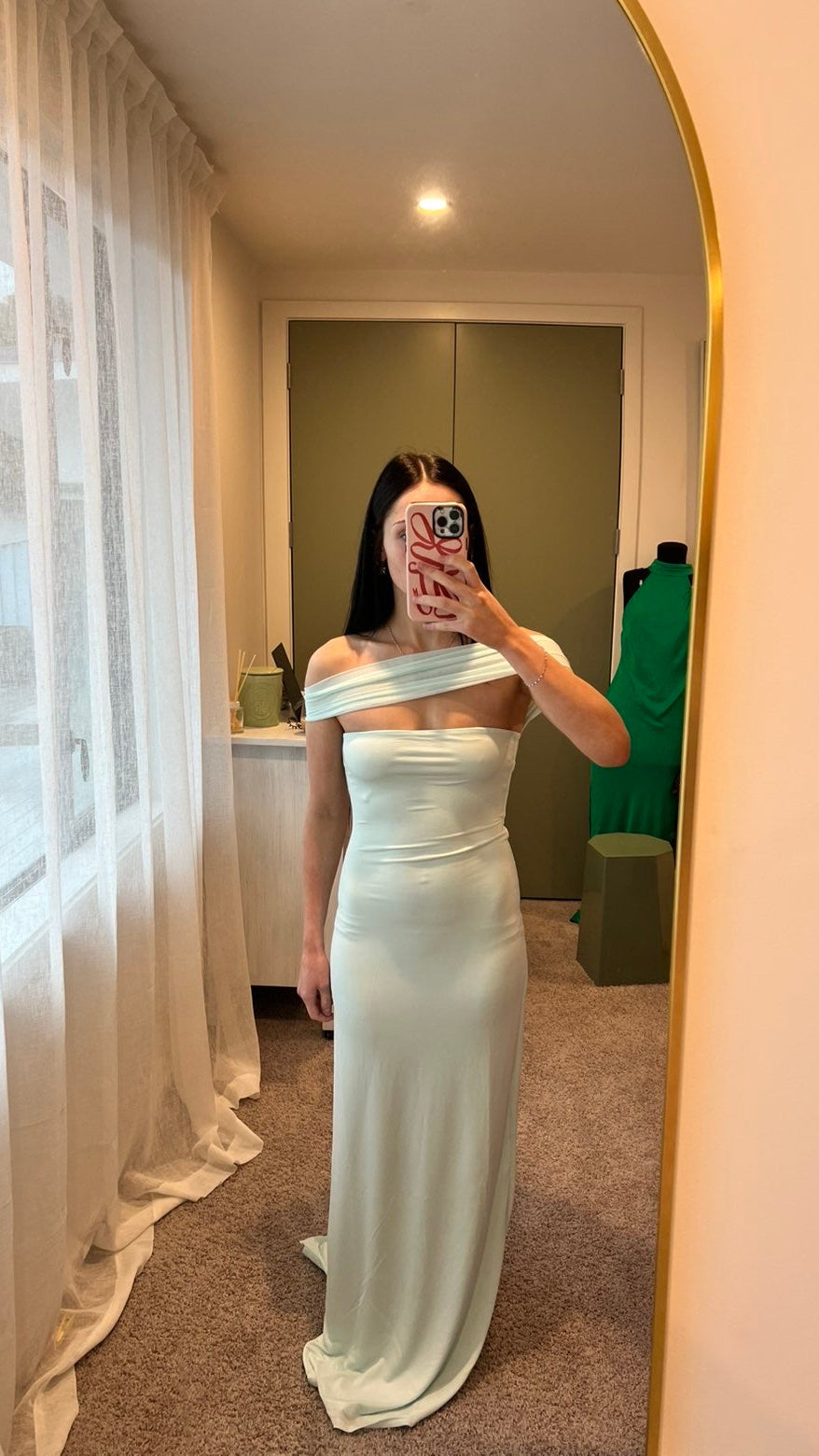 Meshki Aurora Slinky And Mesh Split Maxi Dress