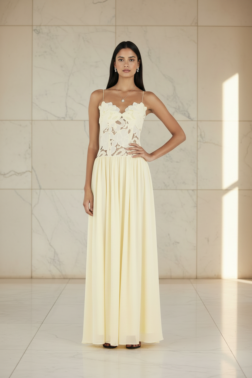 Hansen & Gretel Stephanie Maxi Dress Butter - Front View