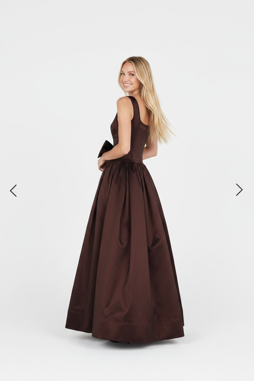 Hansel & Gretel Posey Taffeta Gown Chocolate - Back