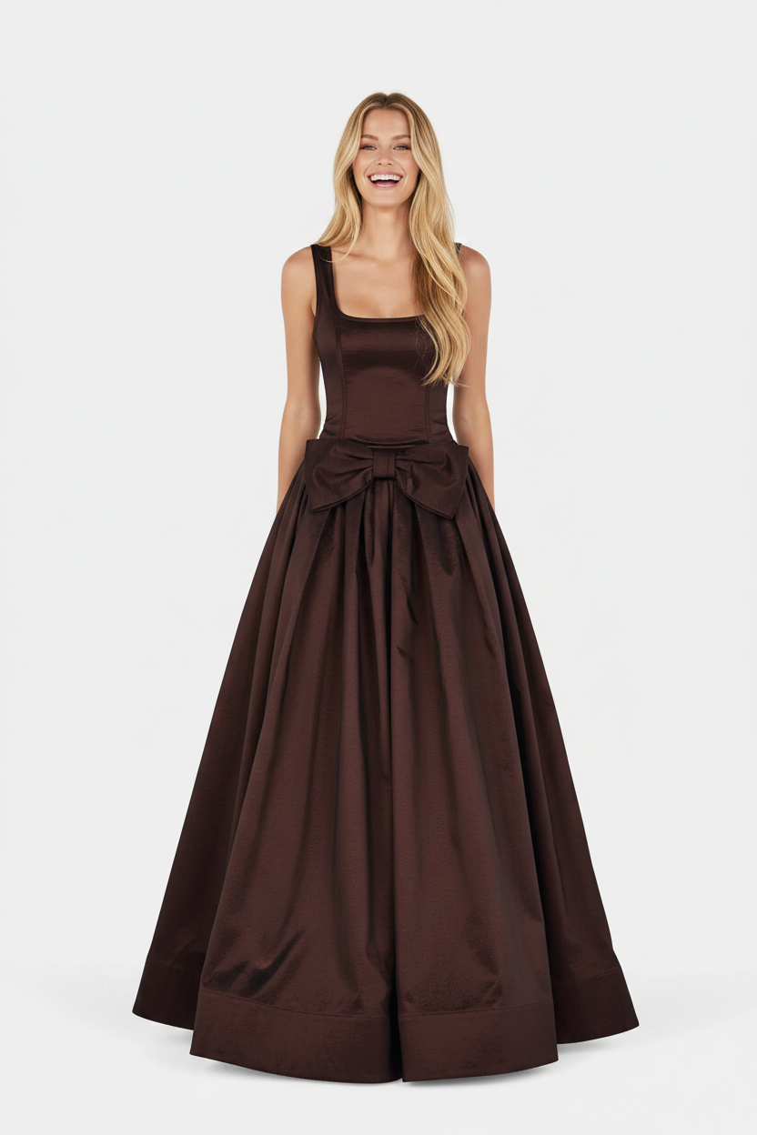 Hansel & Gretel Posey Taffeta Gown Chocolate - Front