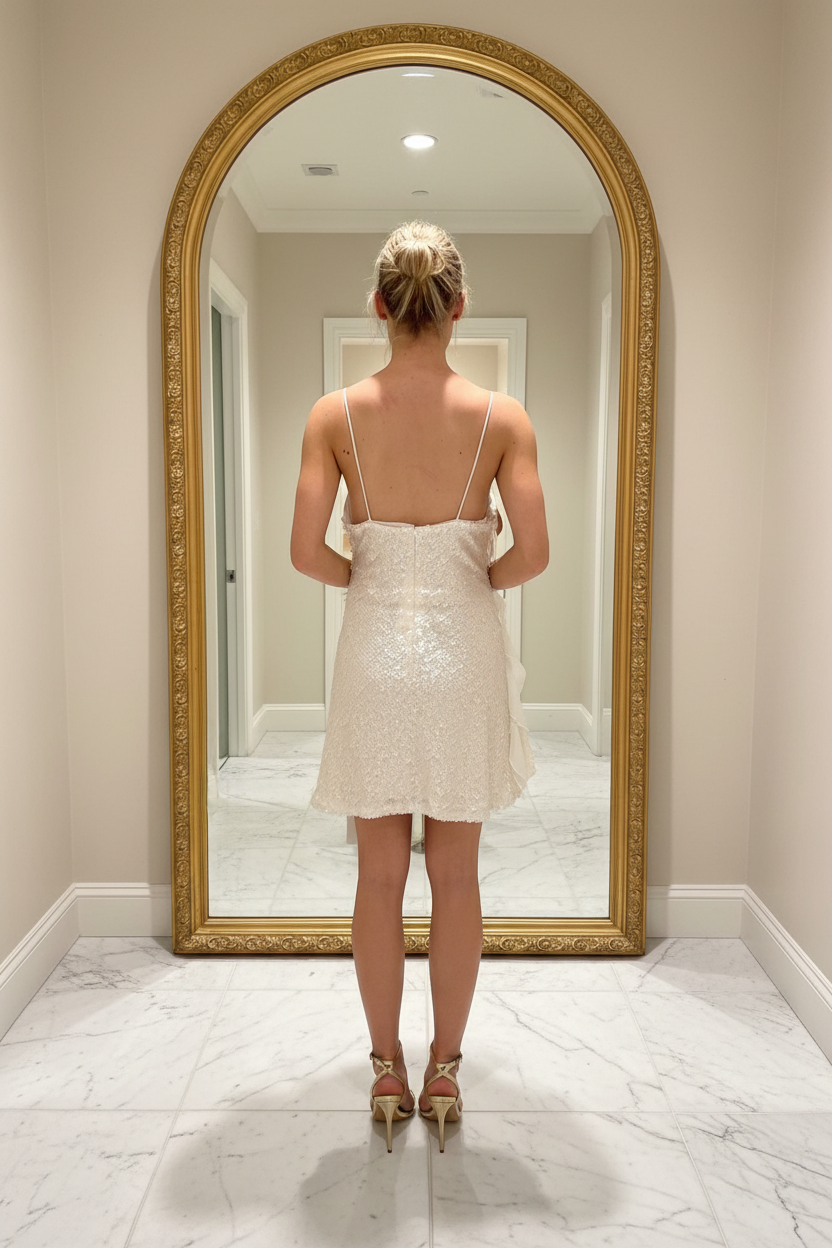 Zara Sequin Ruffle Mini Dress - Back